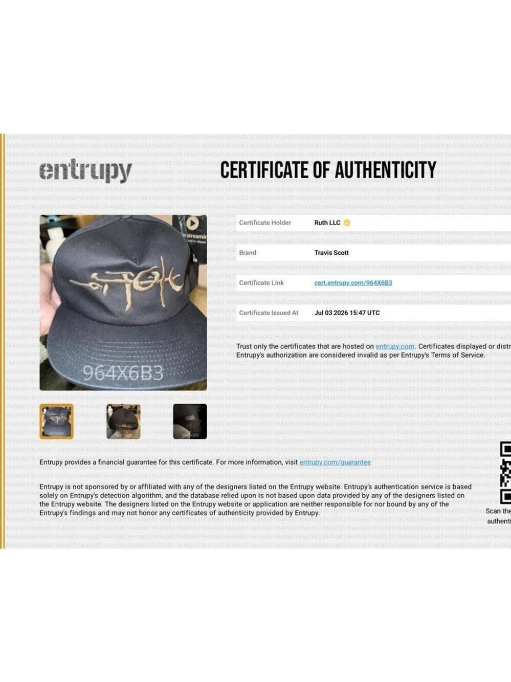 Travis Scott Utopia A4 Snapback Hat New with COA